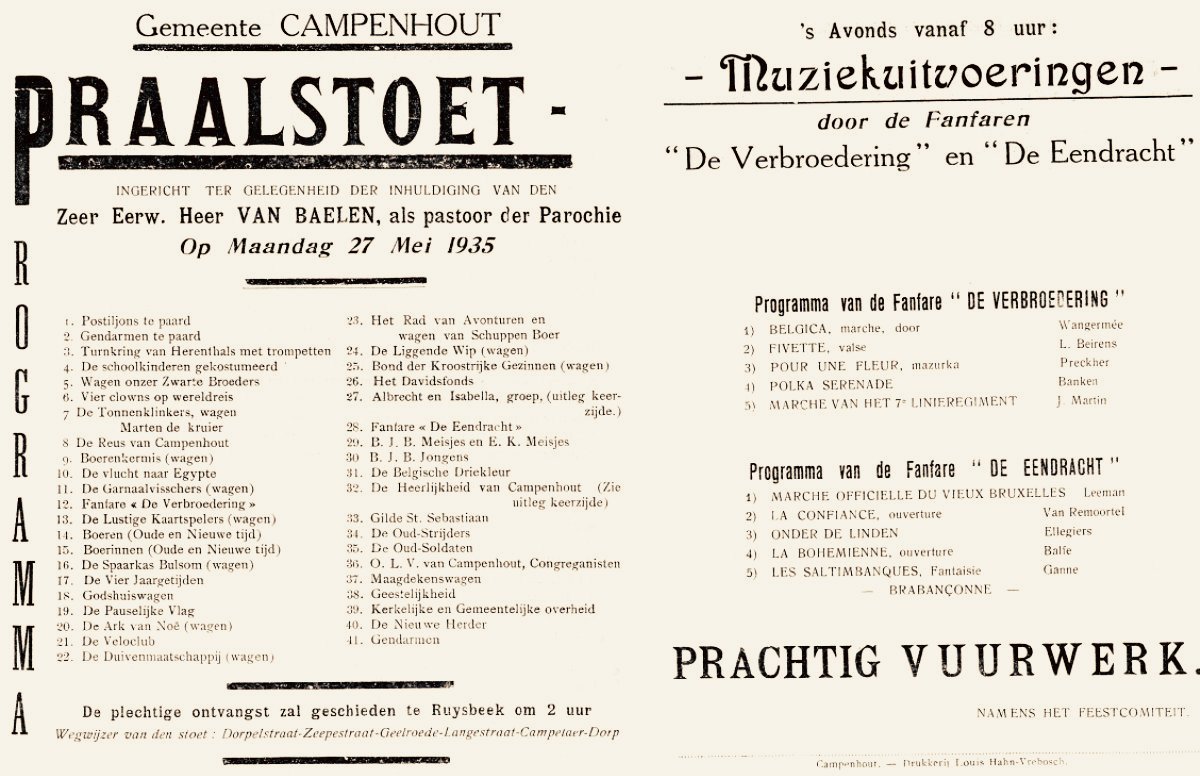 Affiche praalstoet 27 mei 1935: thema De Heerlijkheid van Ruisbeek